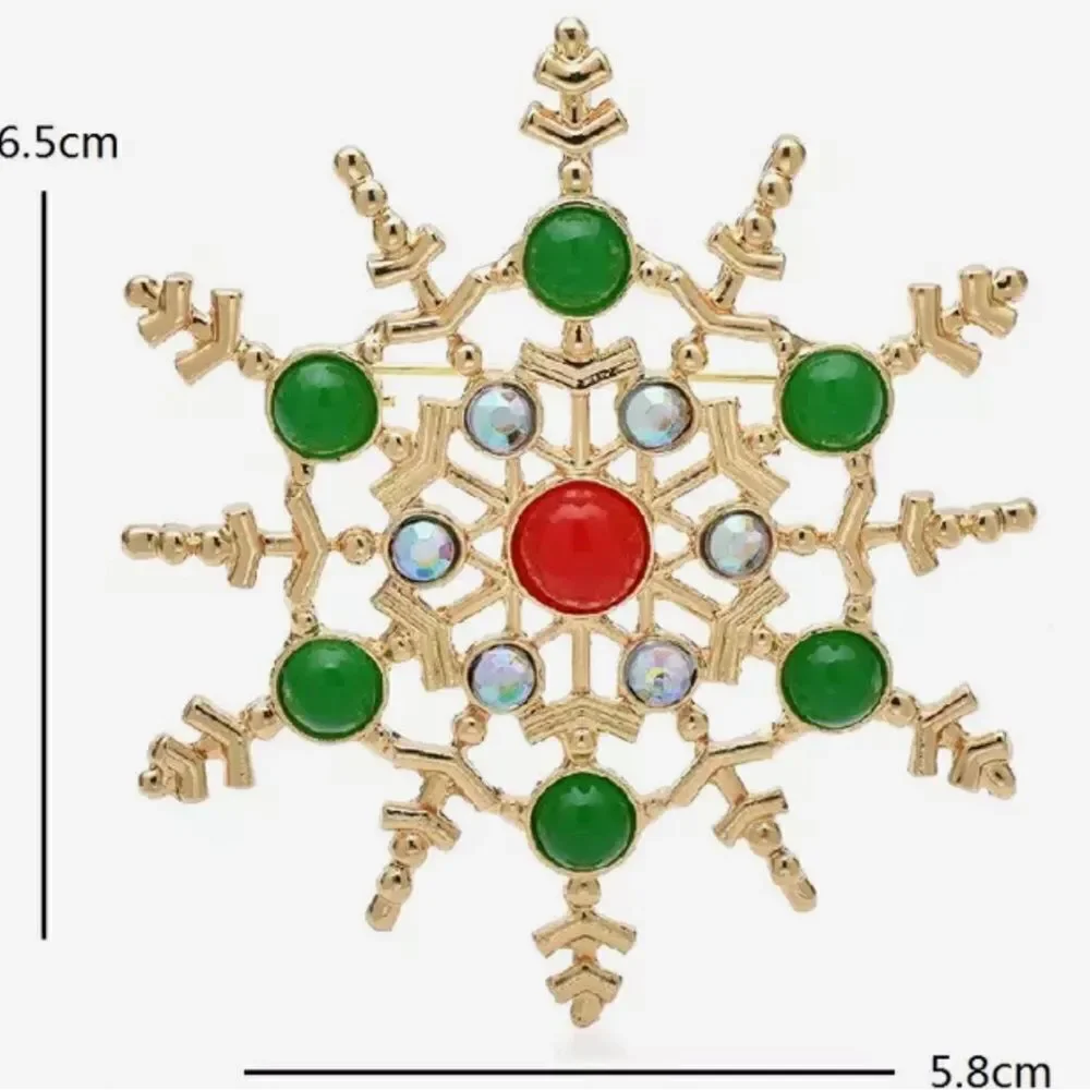 ‎RED N GREEN SNOWFLAKE BROOCH